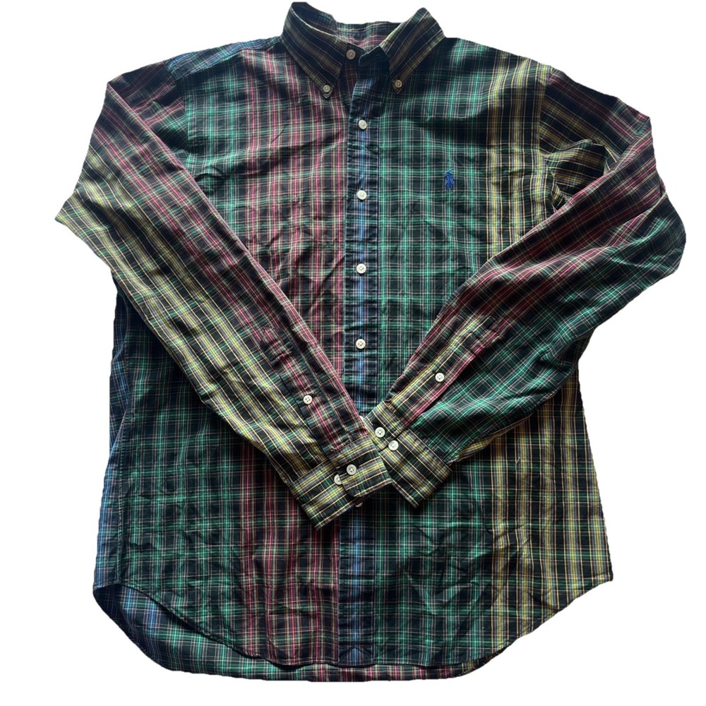Retro vtg y2k Polo Ralph Lauren classic fit men's button plaid oxford colorful